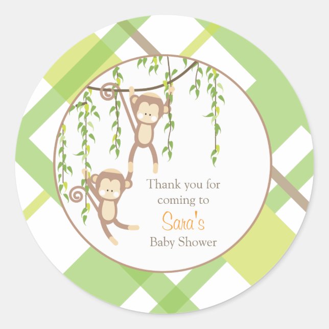 Merci | Sticker Baby shower Twin Monkeys (Devant)