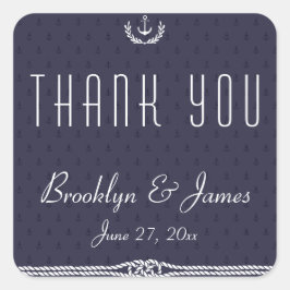Merci Stickers de mariage nautique Ancres bleues
