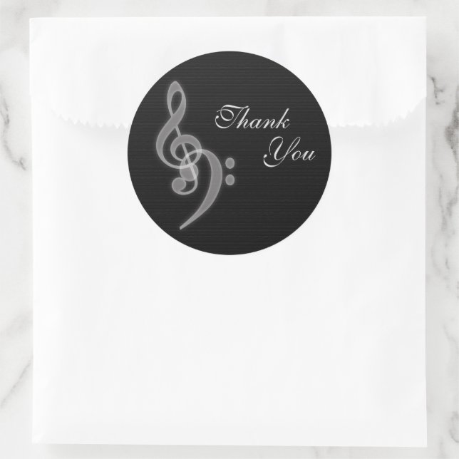Merci - Stickers Rond Musique (Sac)