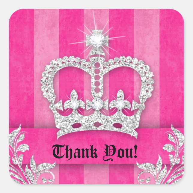Merci Stripes Sticker Bijoux Couronne rose (Devant)