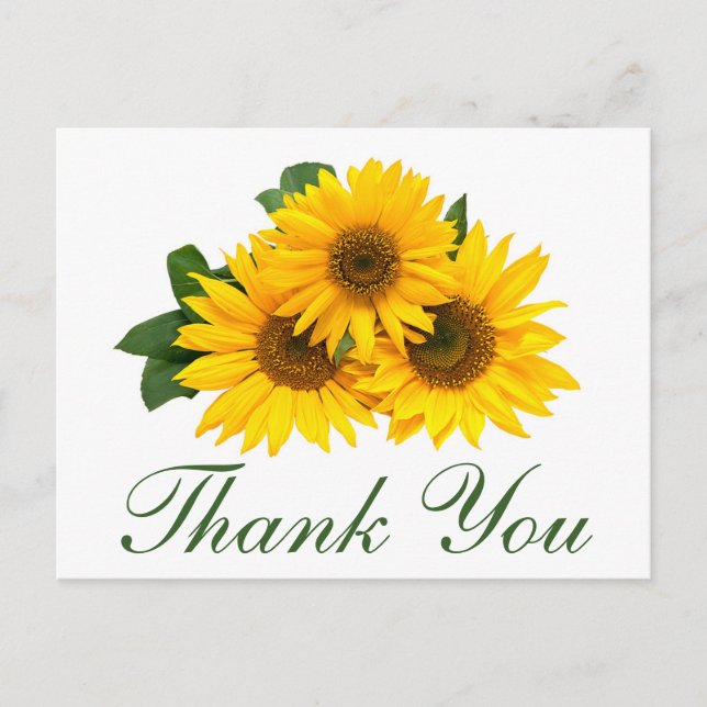 Merci Sunflower Floral Carte postale (Devant)