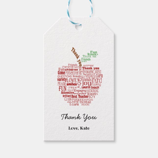 Merci Teacher pomme étiquette cadeau PTO (Devant)