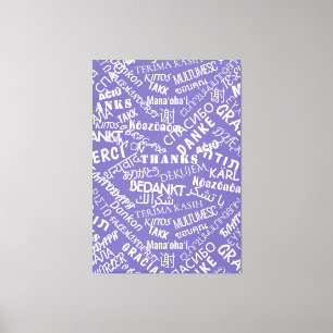 Merci Texte en toile violet Imprimer Multilingual