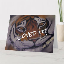 Merci Tigre avec sourire et yeux brillants