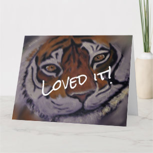 Merci Tigre avec sourire et yeux brillants