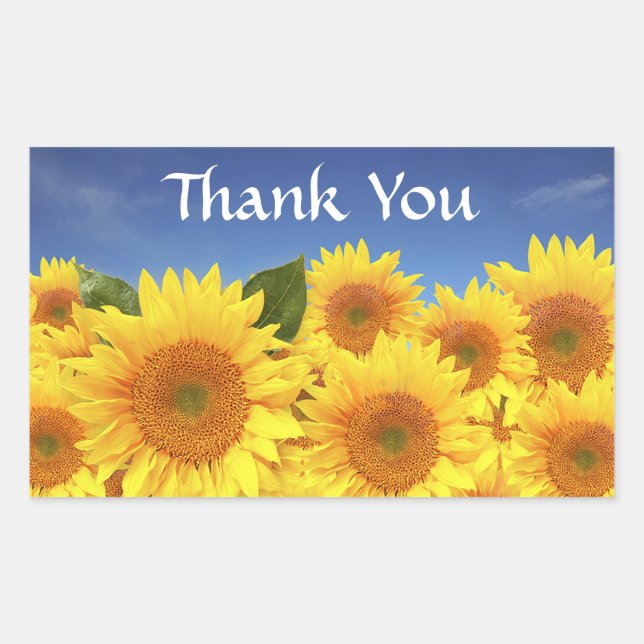 Merci Tournesol Jaune Sticker Étiquette (Devant)