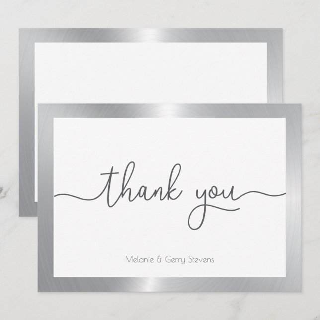 Merci typographie, argent et blanc arrière - plan (Devant / Derrière)