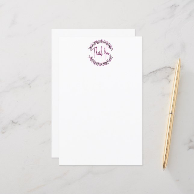 Merci Typographie Chic feuille pourpre couronne (Devant/Arrière en situation)