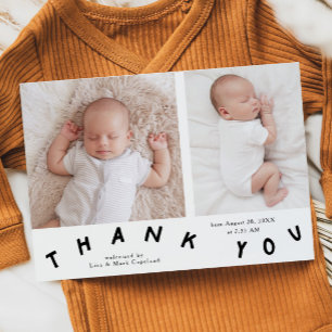 Merci Typographie Faire-part de naissance Photo