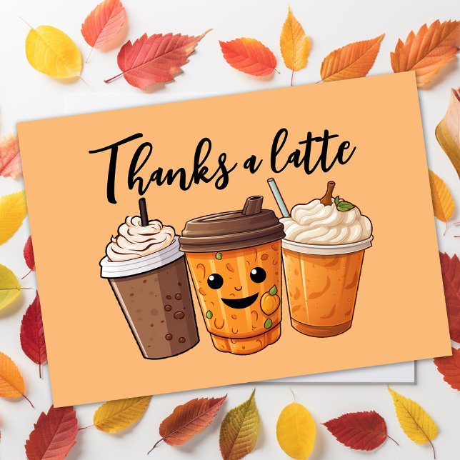 Merci Un Café Latte (Thanks a latte fall pumpkin latte client appreciation cards)