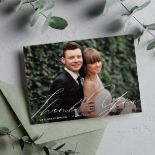 merci unique lettrage mariage card