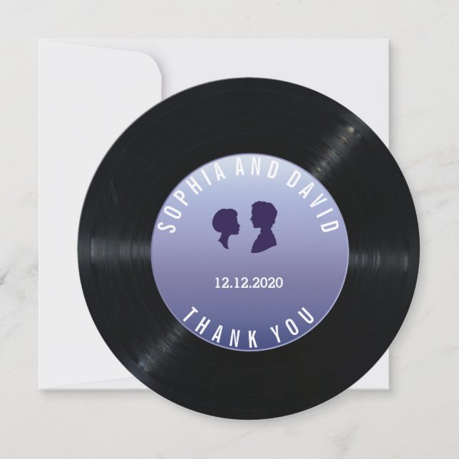 Merci unique Retro Vinyl Record Mariage personnali (Devant)