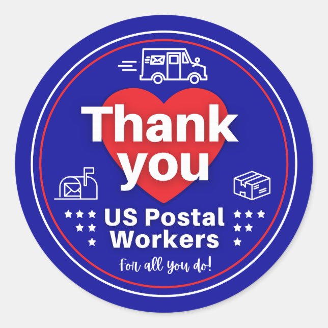 Merci US Postal Workers STICKER - bleu foncé (Devant)