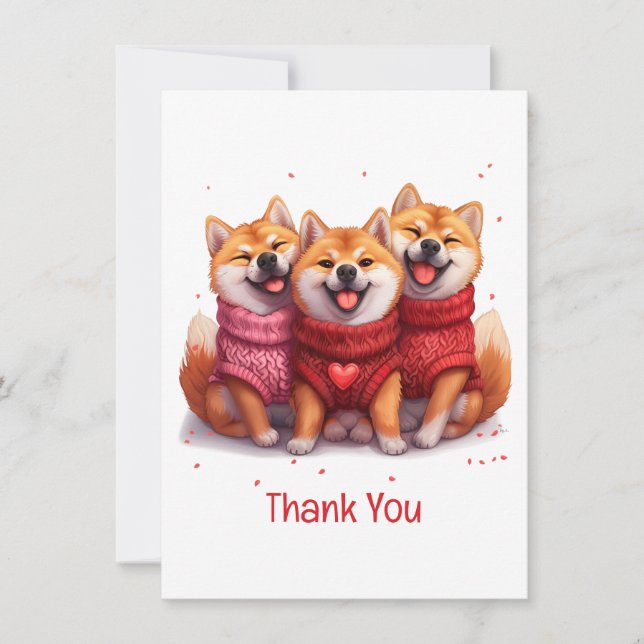 Merci Valentines Jour Shiba Inu Chiens (Devant)