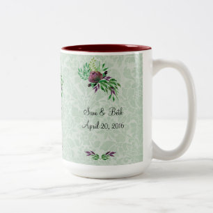 Merci vert Mint Damask 15 oz Mug à deux tons
