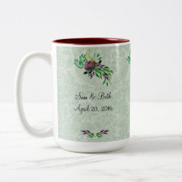 Merci vert Mint Damask 15 oz Mug à deux tons