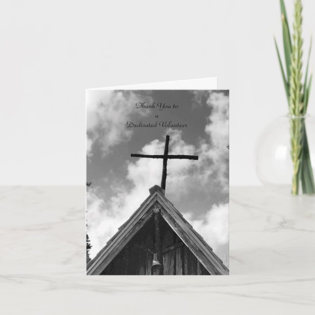 Merci Volunteers B&W Note Card, Old Church (Devant)