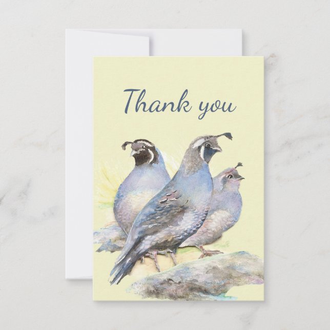 Merci Watercolor California Quail Bird Nature (Devant)