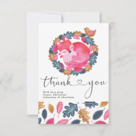 Merci Woodland Sleeping Fox Bird Et Feuilles