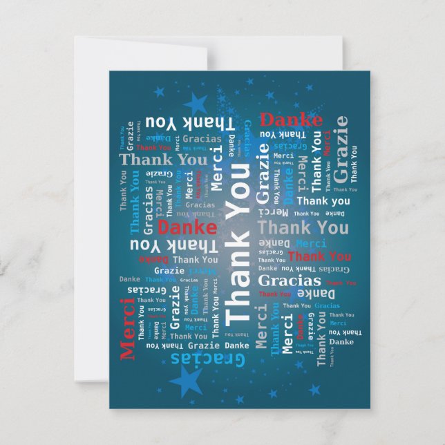 Merci Word Cloud - 5 langues - Bleu profond (Devant)