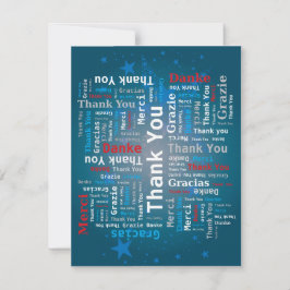 Merci Word Cloud - 5 langues - Bleu profond