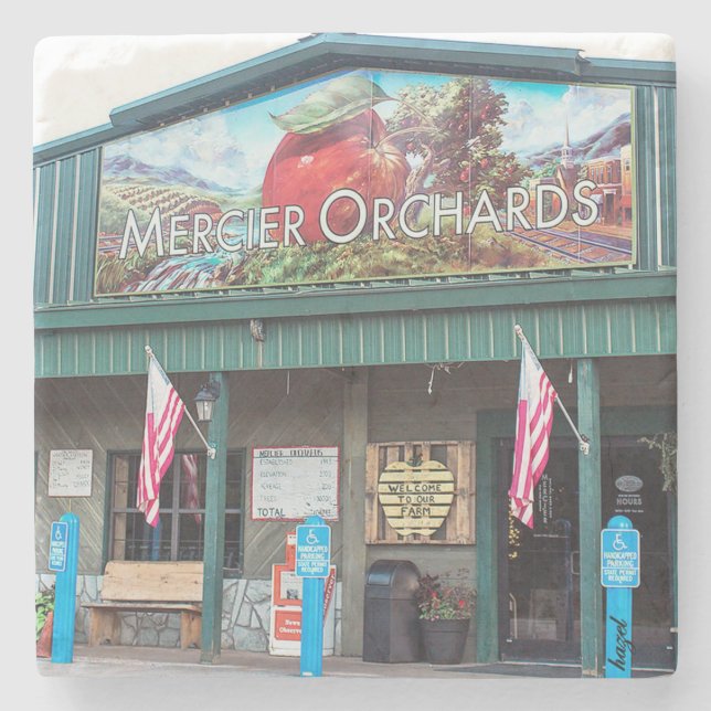 Mercier Obstgarten, blaues Ridge, Georgia, Äpfel, Steinuntersetzer (Vorderseite)