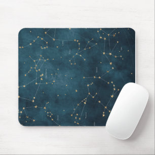 Mercury Blue Konstellation Star Map Perchment Mousepad
