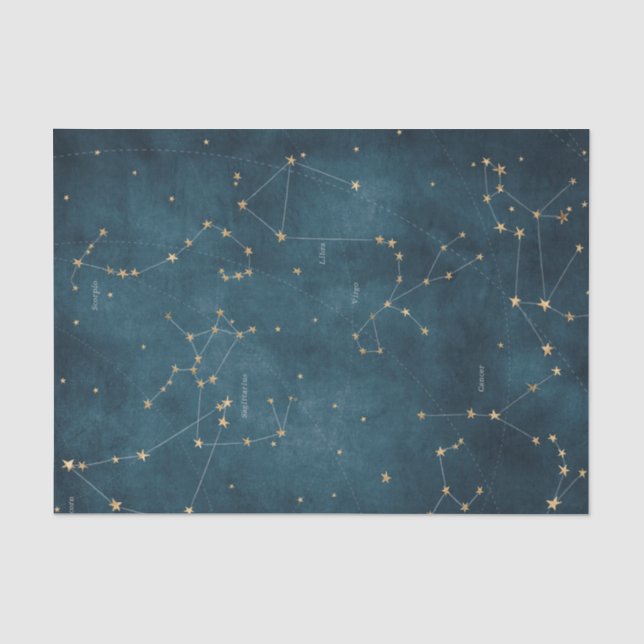 Mercury Blue Konstellation Star Map Perchment Seidenpapier (Vorderseite)