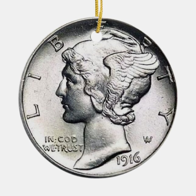 Mercury-Groschen-Geld-Verzierung Keramik Ornament (Vorne)