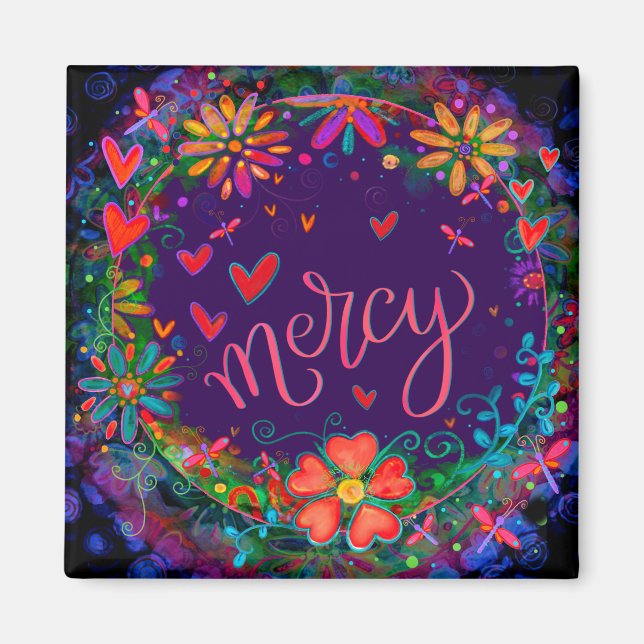 Mercy Lila Fun Floral Inspiration motivierend Magnet (Vorne)
