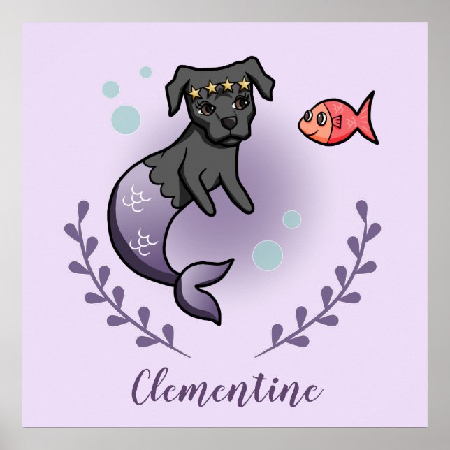 Merdog, Mermaid Dog, Princess, Nursery Room Poster (Vorne)