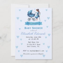 Mère avec bébé transport Baby shower Invitation