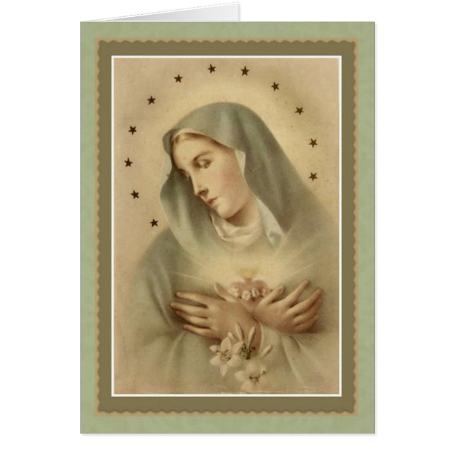 Mère bénie Mary avec des lis dans la carte de bras (Devant)