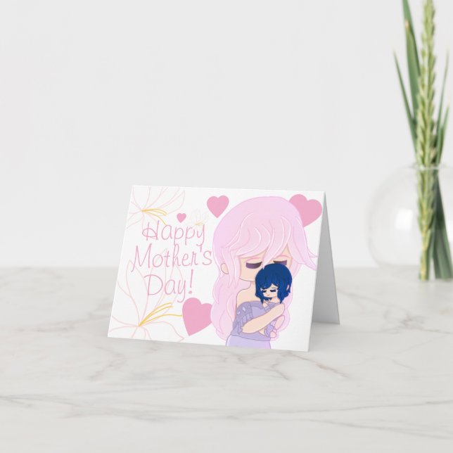 Mère Caricature Avec Sa Carte Fille Bébé (Devant)