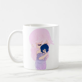 Mère Caricature Avec Son Bébé Fille Mug