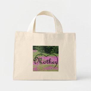 Mère coeur sur sac fourre-tout fleur sauvage rose