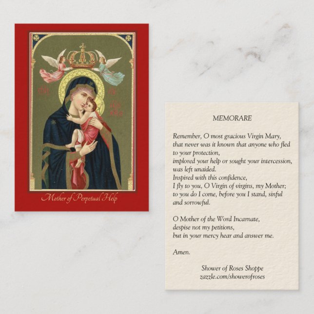 Mère de carte sainte de Jésus de bébé perpétuel (Devant / Derrière)