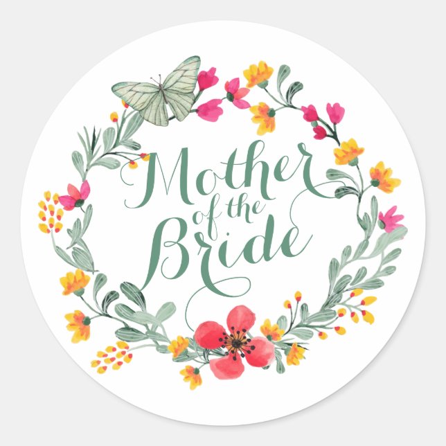 Mère de la mariée Élégant Sticker Mariage Floral (Devant)