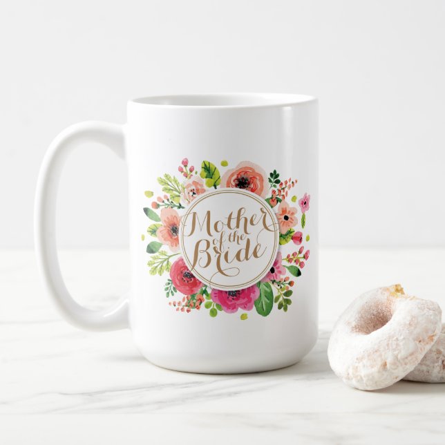 Mère de la mariée Floral Mariage classique Mug (Avec donut)