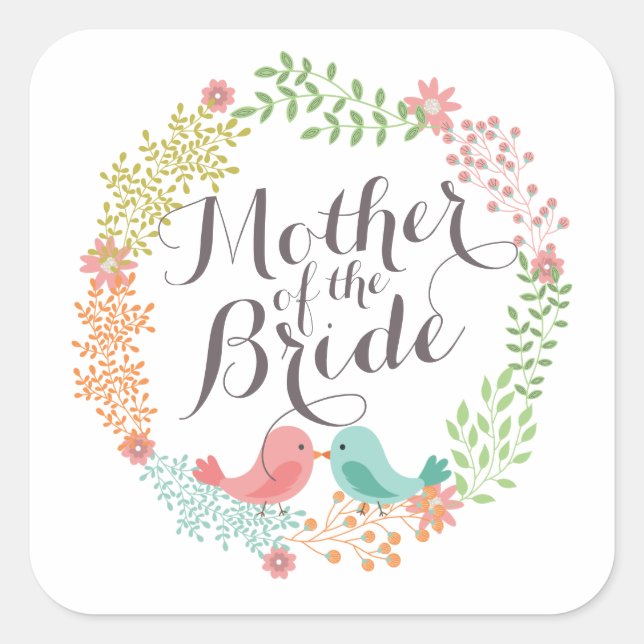 Mère de la mariée Floral Wreath Mariage Sticker (Devant)