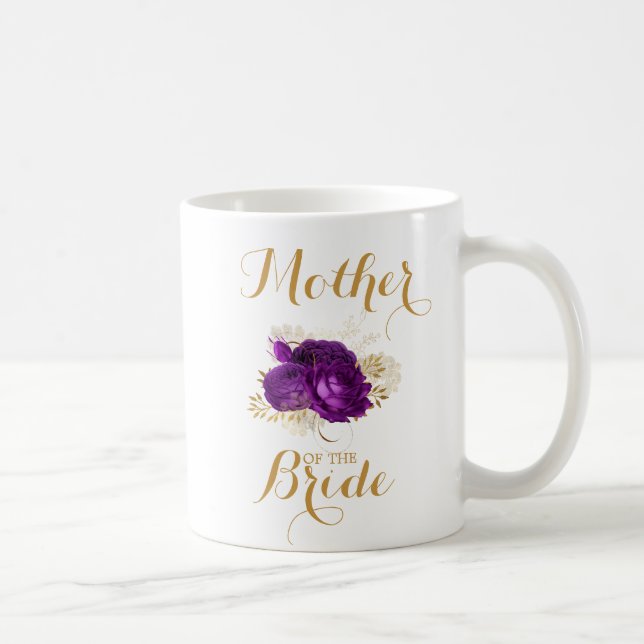 Mère de la mariée Purple Gold Floral Coffee Mug (Droite)