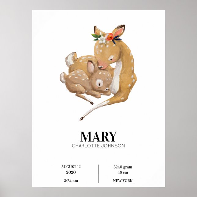 Mère Deer Enferme Son Bébé Poster (Devant)