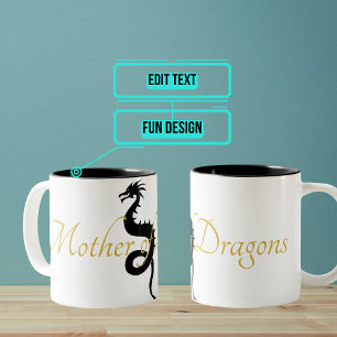 Mère des Dragons Mug (Noir et Or)