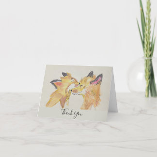 Mère et bébé Fox Merci Cartes de notes