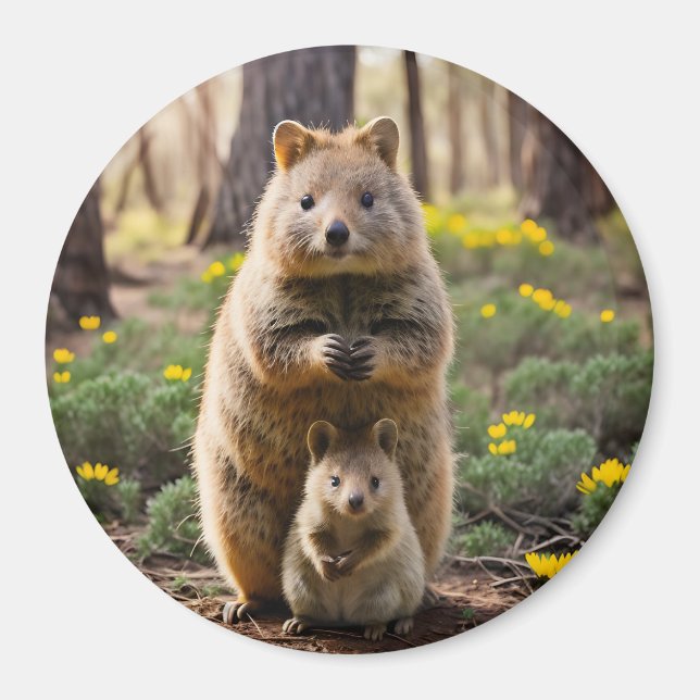 Mère Et Bébé Quokka, Frigo Magnet (Devant)