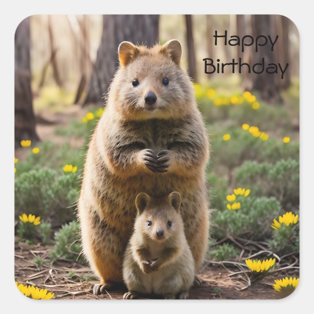 Mère Et Bébé Quokka, Stickers Anniversaire (Devant)