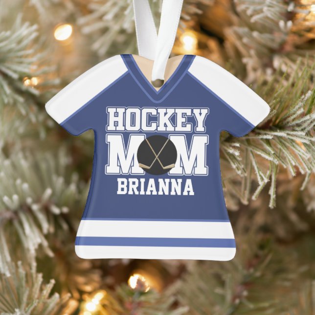 Mère Jersey de hockey sur glace bleu/blanc (Arbre)