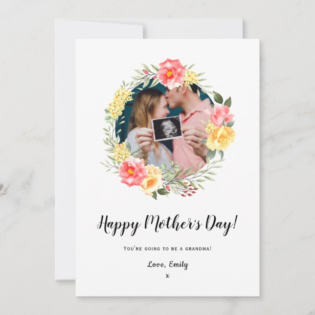 mère jour grossesse bébé faire-part floral (Devant)