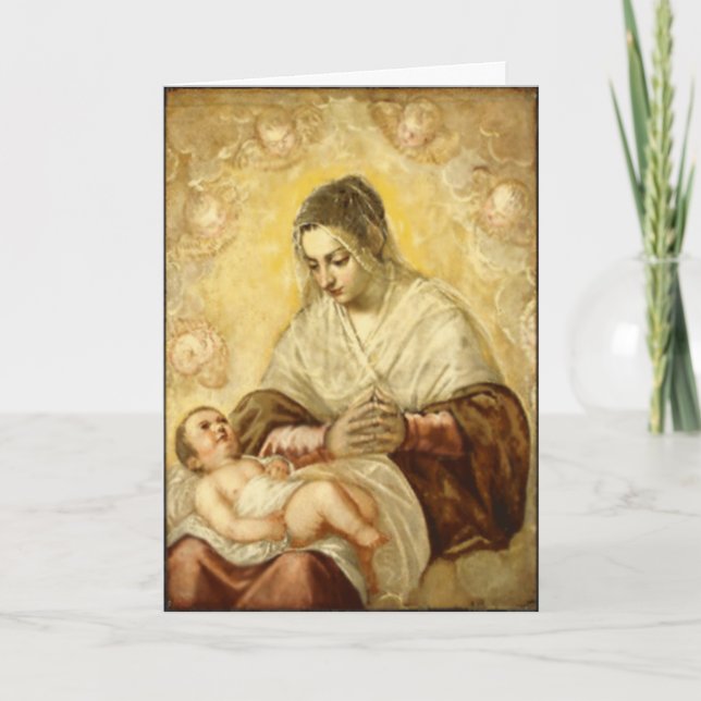 Mère Mary et carte de voeux de Jésus de bébé (Devant)