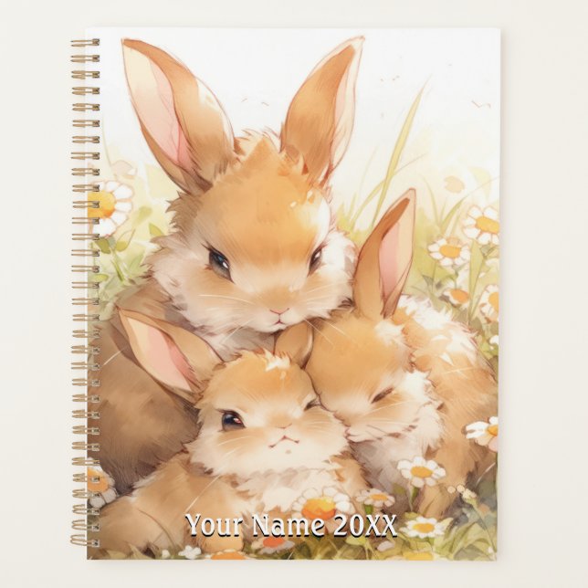 Mère mignonne et Baby Rabbits Planner (Devant)
